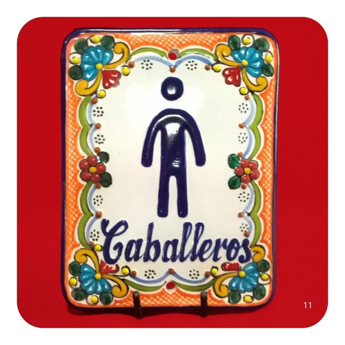 Imagen 2 de 2 de Jgo. 2 Placas Talavera Poblana P/baños: Hombre Mujer M11 Plc
