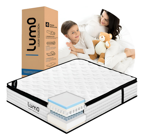 Colchon King Size Deluxe 32cm Eurotop Memory Foam Hibrido