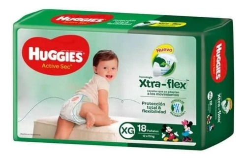 Pañales Huggies Active Sec  XG