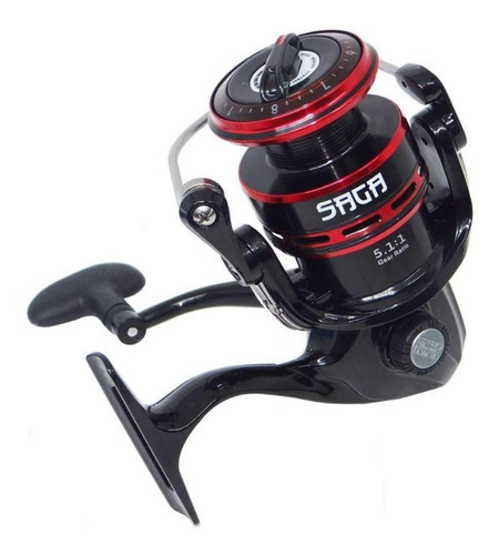 Carrete de pesca Marine Sports Saga 3000, 6 rodamientos de arrastre, 6 kg, color negro