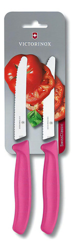 Cuchillo Cocina Victorinox Dentado 11 Cm Acero Inoxidable Color Rosa