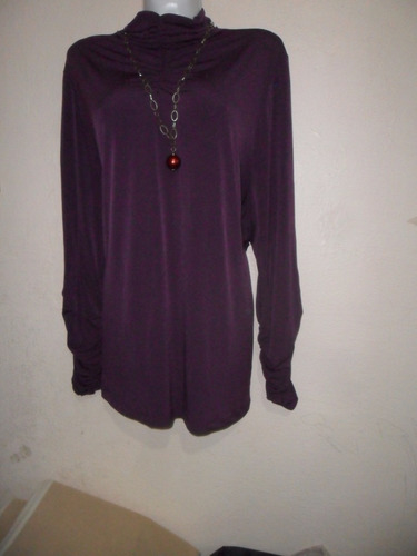 Susan Graver, Blusa Cuello Alto Manga Larga C/pliegues 3x