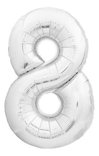 Balão Metalizado Prata Números Tamanho 40 Cm (16 Pol) 8