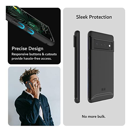 Funda Para Google Pixel 6 Pro Matte Negro Dual Layer Tough