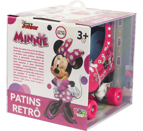 Patins Retro 4 Rodas 35/36 - Minnie - Di0013 - Bbr Toys