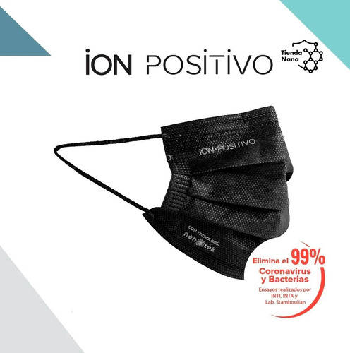 Imagen 1 de 3 de Barbijos Ion Positivo Black Nanopartículas X9