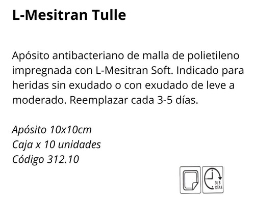L-mesitran Tulle Apósito 10x10cm Caja X 10unidades Fragancia Miel