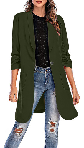 Chaqueta Tipo Blazer Casual Transpirable Para Mujer Con Bols