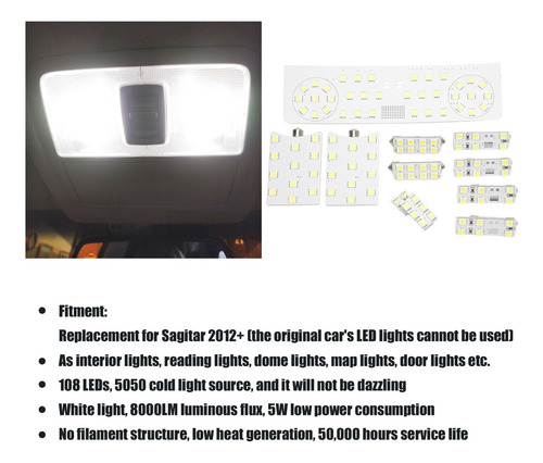Luz Interior Del Coche 10pcs/set Smd 108leds Lectura Blanco