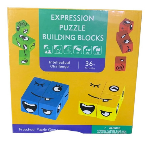 Imagen 3 de 3 de Juego Didactico Puzzle Bloques De Madera Expresiones