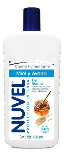 Crema Humectante Nuvel Miel Y Avena De 750 Ml, Piel Normal