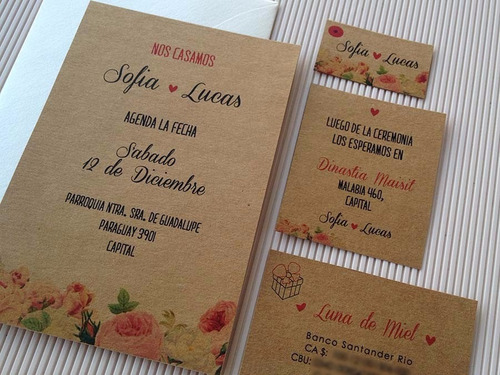 Invitaciones Tarjetas Casamiento - 15 Años (10 Unidades)
