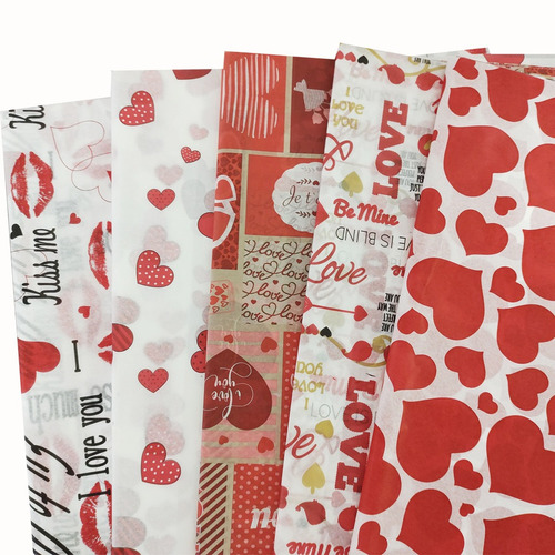 Imagem 1 de 1 de Papel De Seda Estampado Love Amor Sortido Pacote 50 Folhas