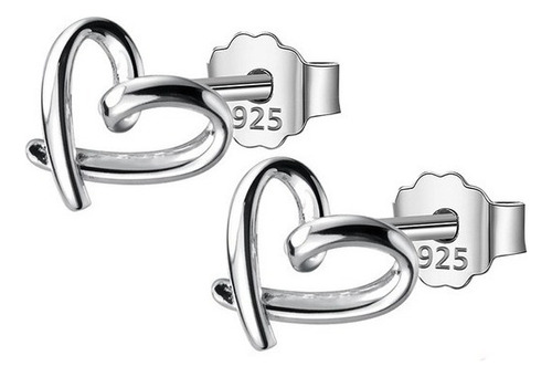 Aretes Broqueles Corazón Plata 925 Certificada Oro Blanco