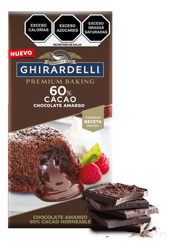 Ghirardelli Premium Baking Barra de Chocolate Horneable 60% Cacao 113g