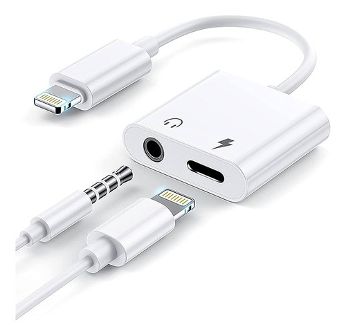 Adaptador Doble iPhone Lightning A Jack 3.5 2 En 1          