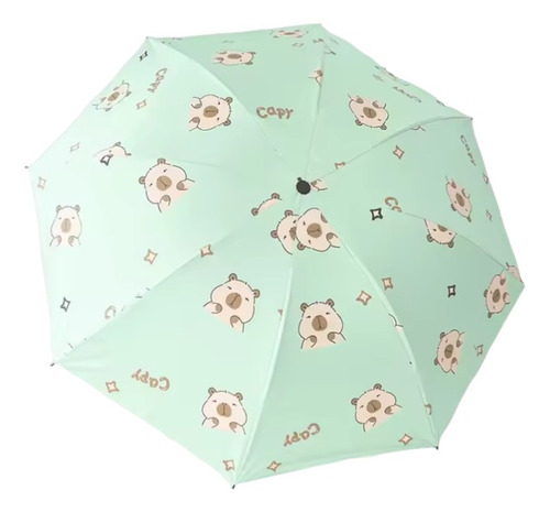 Sombrilla De Capibara Paraguas Lluvia Automático Con Funda Verde Capibara