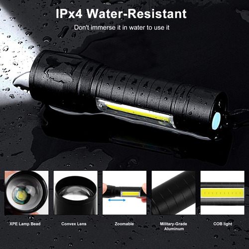 Lampara Tactica Recargable Usb Linterna Led Militar Nocturna