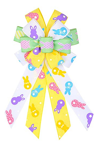 Easter Large Wreath Bows, Spring Easter Colorful Bunny ...