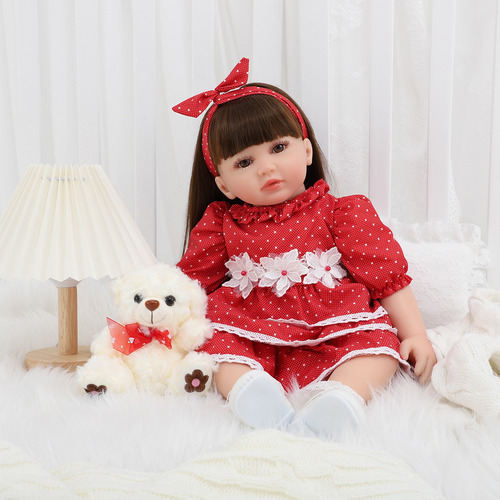 Muñecas Reborn Bebé Con Cabello Largo Silicona Y Algodó 60