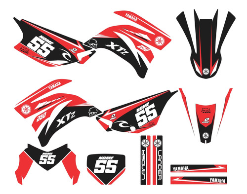 Kit Adesivo Moto Cross Trilha Yh Xtz 250 Vermelho Lm346