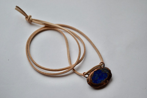 Imagen 2 de 4 de Collar De Piedra Preciosa Natural Lapis Lazuli, Joyeria Cod1