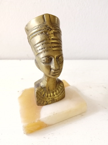 Busto De Nefertiti En Bronce Macizo Sobre Mármol 