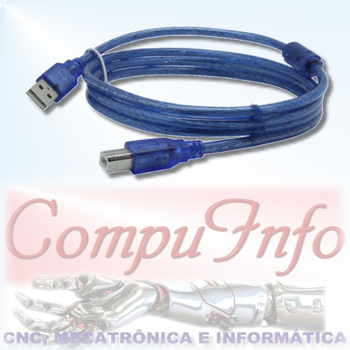 Cable USB blindado Arduino, impresora y filtro de 1,5 m, color azul