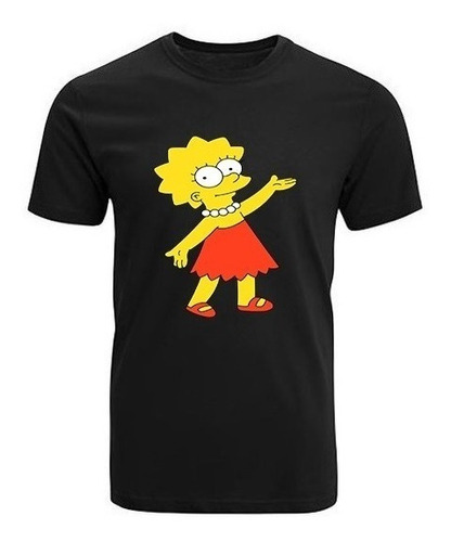 Polera Lisa Simpson Personaje Serie Unisex Algodón Negro
