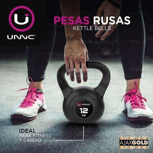 Haltere de ginástica funcional Kettlebel Pvc Kettlebell de 12 kg Unnic, cor preta