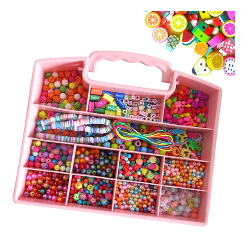 Kit Miçangas Infantil Coloridas Montar Pulseiras 2500 Peças