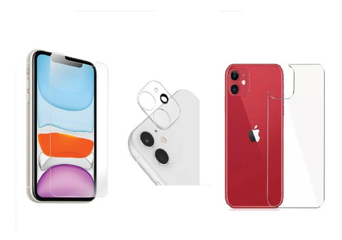 3 En 1 Mica Vidrio Camara Trasera Y Pantalla Para iPhone 11