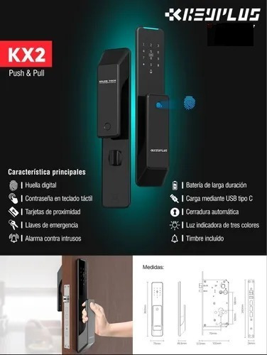 Imagen 3 de 9 de Cerradura Digital Push Pull Keyplus Baling Kx2 Clave, Huella