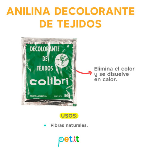 Anilina Decolorante De Tejidos Colibri X50gr
