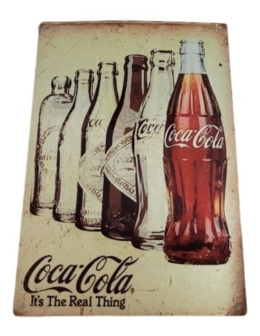 Letrero Metal Botellas De Coca Cola Vintage 20 X 30 Cm