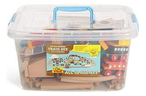 Set De Tren De Madera On Track Usa De 100 Piezas Todo En