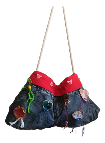 Bolso Multifuncional Elaborado En Jean Artesanal Mujer 