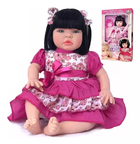 Boneca Bebe Barata Reborn Morena Baby Dolls Super Linda Rosa - Chic Outlet  - Economize com estilo!