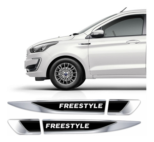 Par Adesivo Aplique Ford Ka Freestyle Resinado Cromado Res34