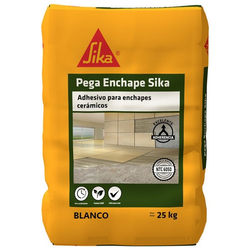 Pega Enchape Sika Blanco Pegaenchape Para Interior X 25 Kg
