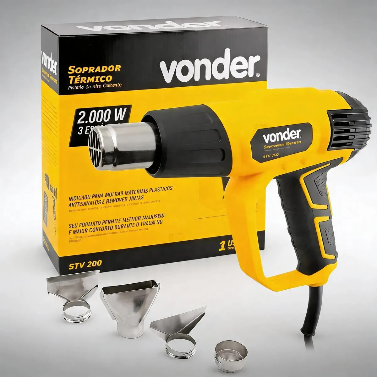 Soprador térmico Vonder Profissional Pró STV 200N amarelo potência de 2kW