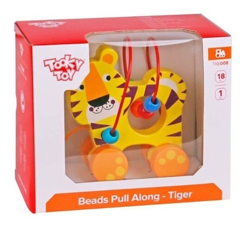 Autito Tigre De Arrastre De Madera Con Prono - Tooky Toy 