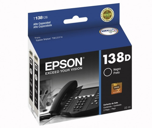 Cartucho preto Epson T138 para Tx525fw T138126-al /v /v