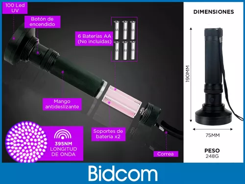 Linterna UV Gadnic GLG36G Detector de Luz Negra