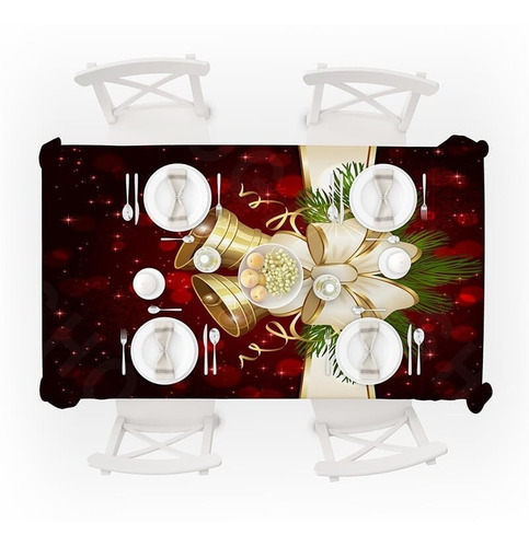 Manteles Navideños Elegantes Rectangulares Y 4 Fundas Sillas