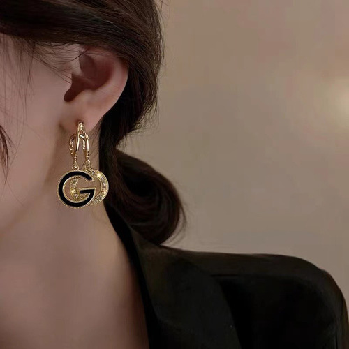 Aretes Pendientes Colgantes De Letra G Con Piedras Preciosas