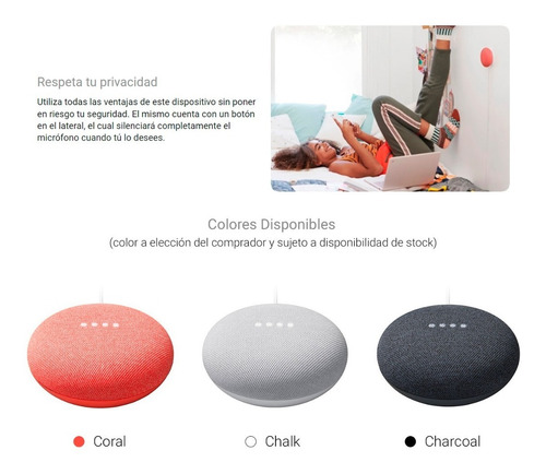 Google Nest Mini Asistente Virtual Chalk Loi Chile