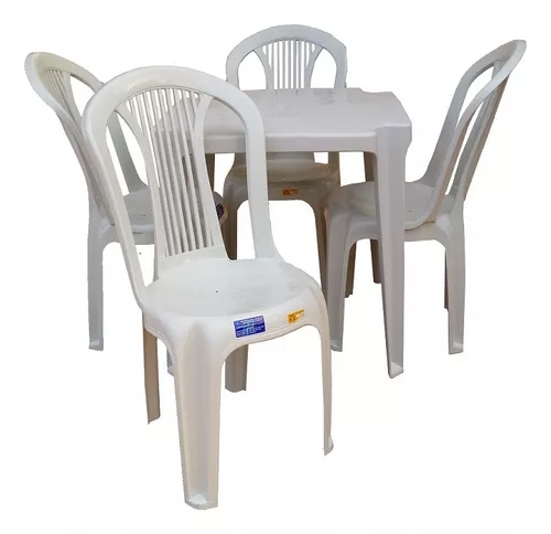Conjunto De Mesa Com Cadeiras Plásticas Bistrô - Kit 5 Jogos