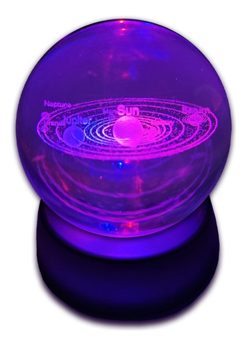 Decoração Enfeite Luminária Esfera Bola Cristal Mesa Luz 3d Cor da cúpula Sistema Solar