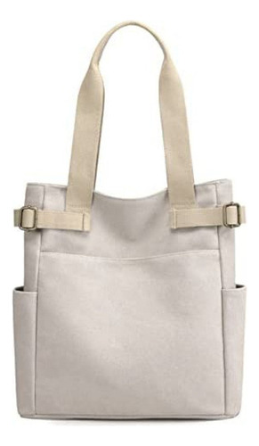 Bolso Tote Lona Para Mujer, Grande, Con Cierre Cremall Q